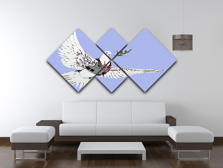 Banksy Peace Dove Blue 4 Square Multi Panel Canvas - Canvas Art Rocks - 3