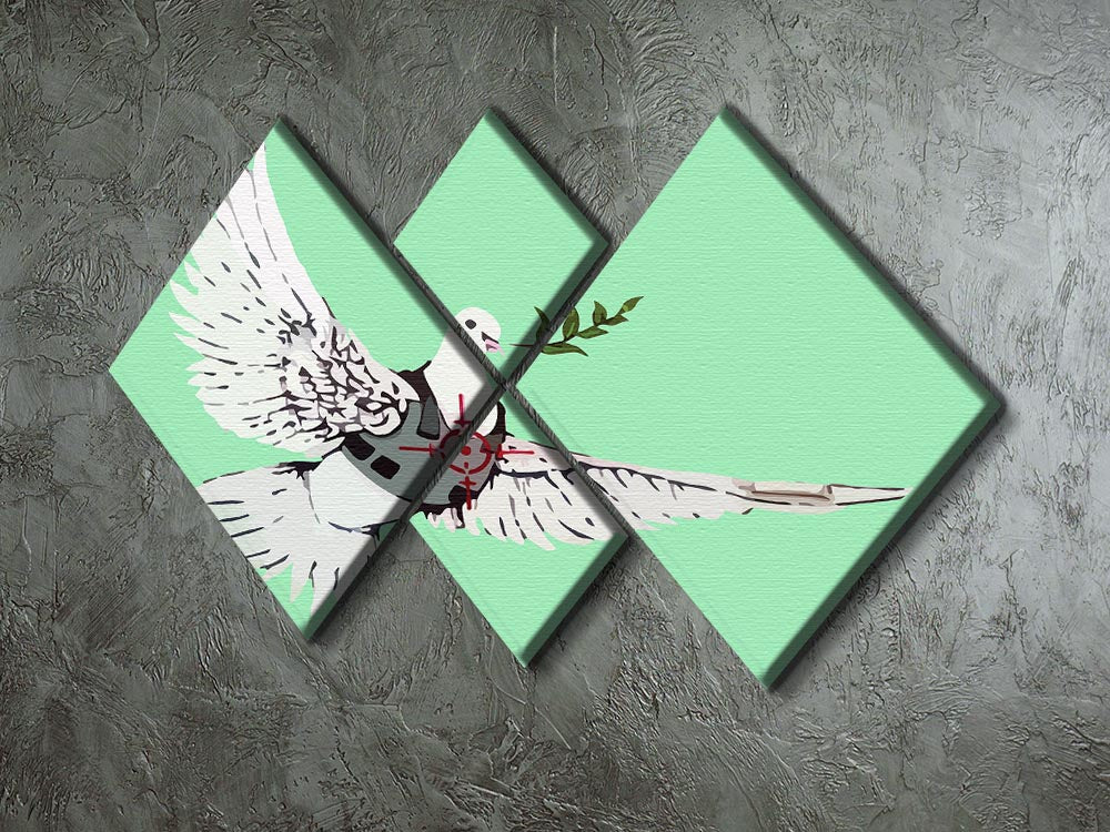 Banksy Peace Dove Green 4 Square Multi Panel Canvas - Canvas Art Rocks - 2