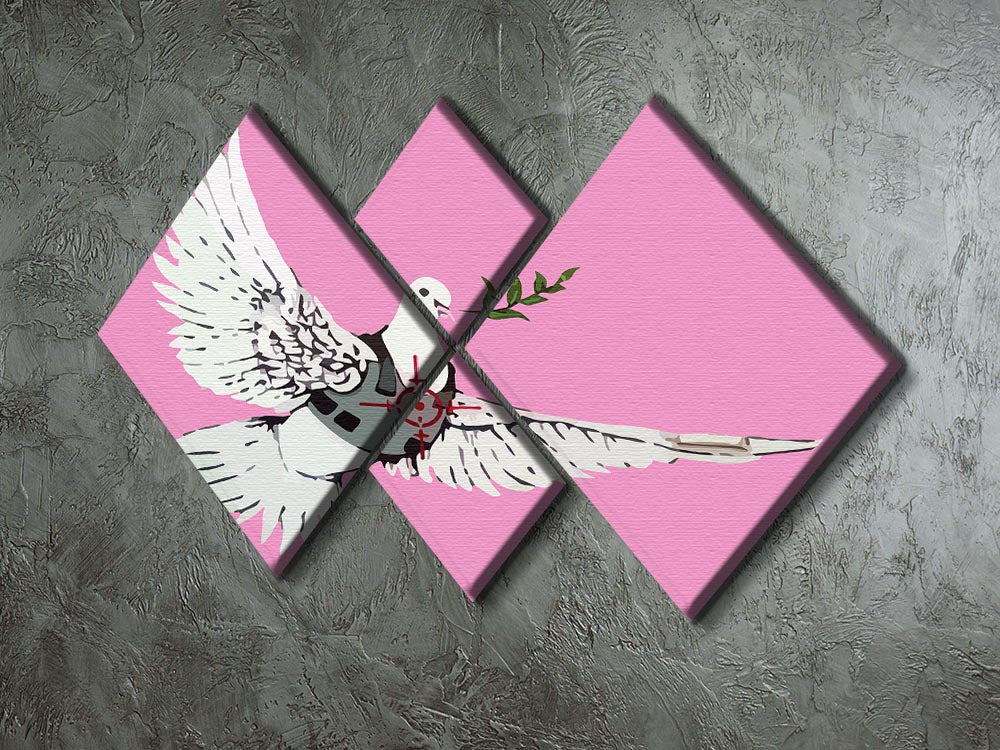 Banksy Peace Dove Pink 4 Square Multi Panel Canvas - Canvas Art Rocks - 2