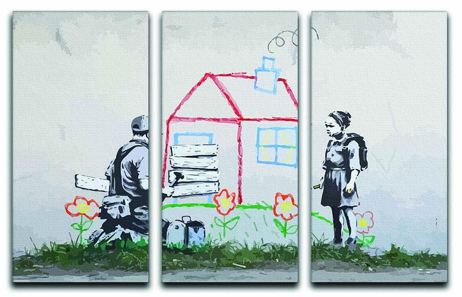 Banksy Play House 3 Split Panel Canvas Print - Canvas Art Rocks - 1