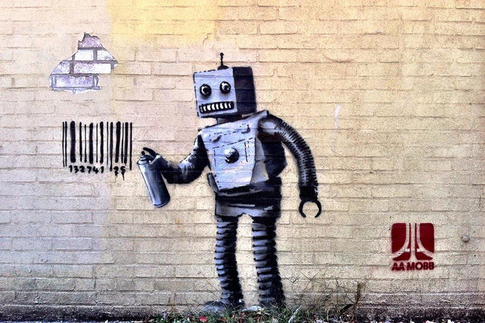 Banksy Robot Wall Mural Wallpaper