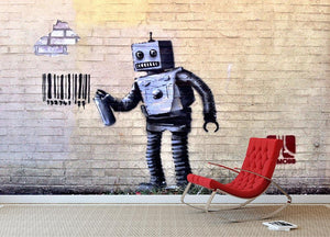 Banksy Robot Wall Mural Wallpaper - Canvas Art Rocks - 2