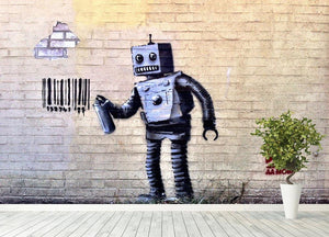 Banksy Robot Wall Mural Wallpaper - Canvas Art Rocks - 4