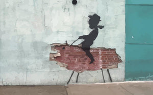 Banksy Rodeo Boy Wall Mural Wallpaper - Canvas Art Rocks - 1