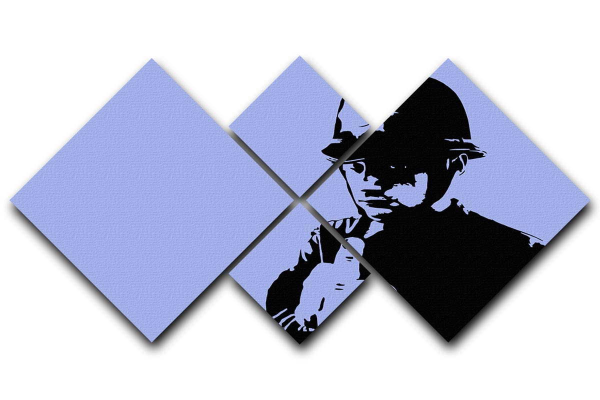 Banksy Rude Policeman Blue 4 Square Multi Panel Canvas - Canvas Art Rocks - 1