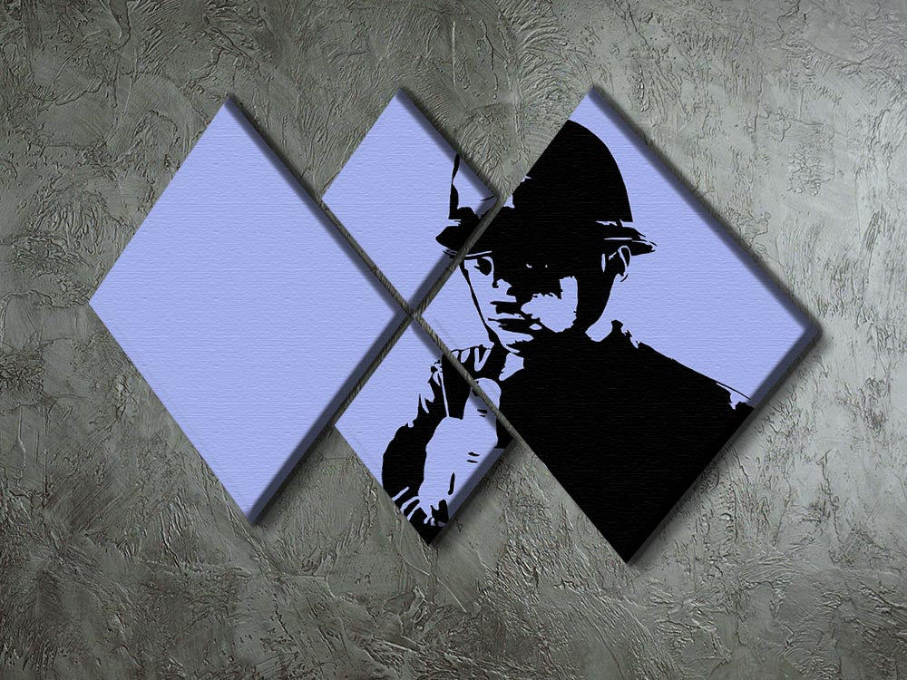 Banksy Rude Policeman Blue 4 Square Multi Panel Canvas - Canvas Art Rocks - 2