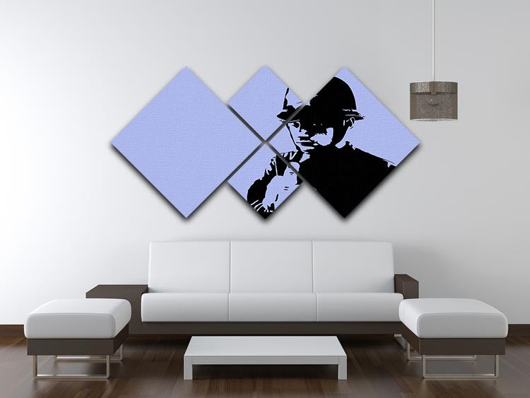 Banksy Rude Policeman Blue 4 Square Multi Panel Canvas - Canvas Art Rocks - 3