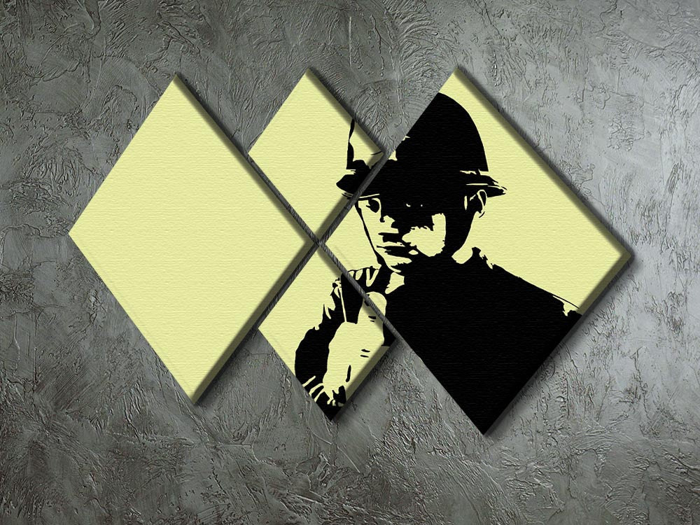 Banksy Rude Policeman Yellow 4 Square Multi Panel Canvas - Canvas Art Rocks - 2