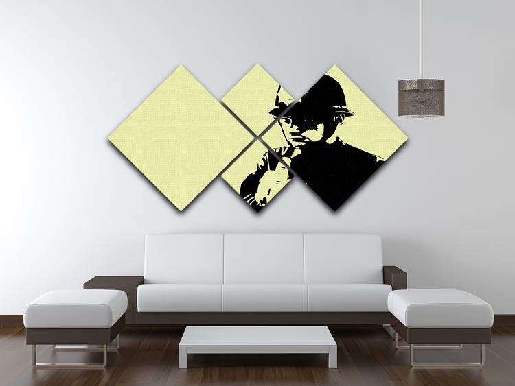 Banksy Rude Policeman Yellow 4 Square Multi Panel Canvas - Canvas Art Rocks - 3