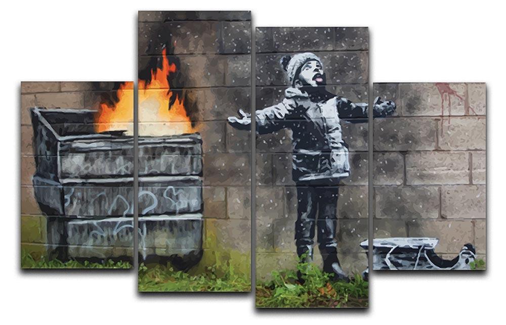 Banksy Seasons Greeting 4 Split Panel Canvas  - Canvas Art Rocks - 1