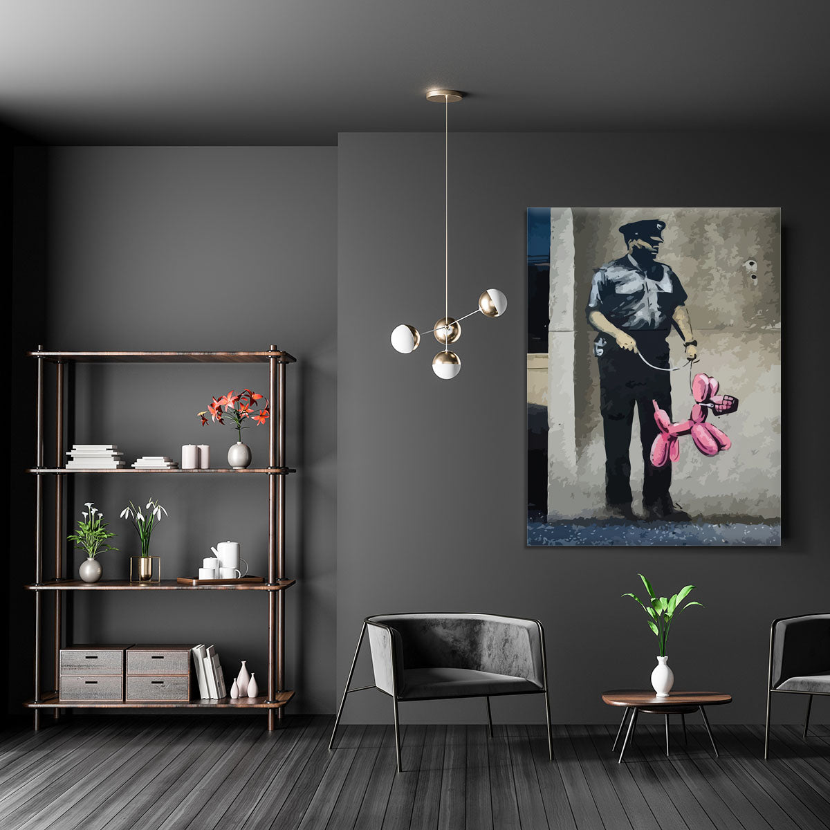 Banksy Security Guard With Pink Balloon Dog Canvas Print or Poster - Canvas Art Rocks - 5