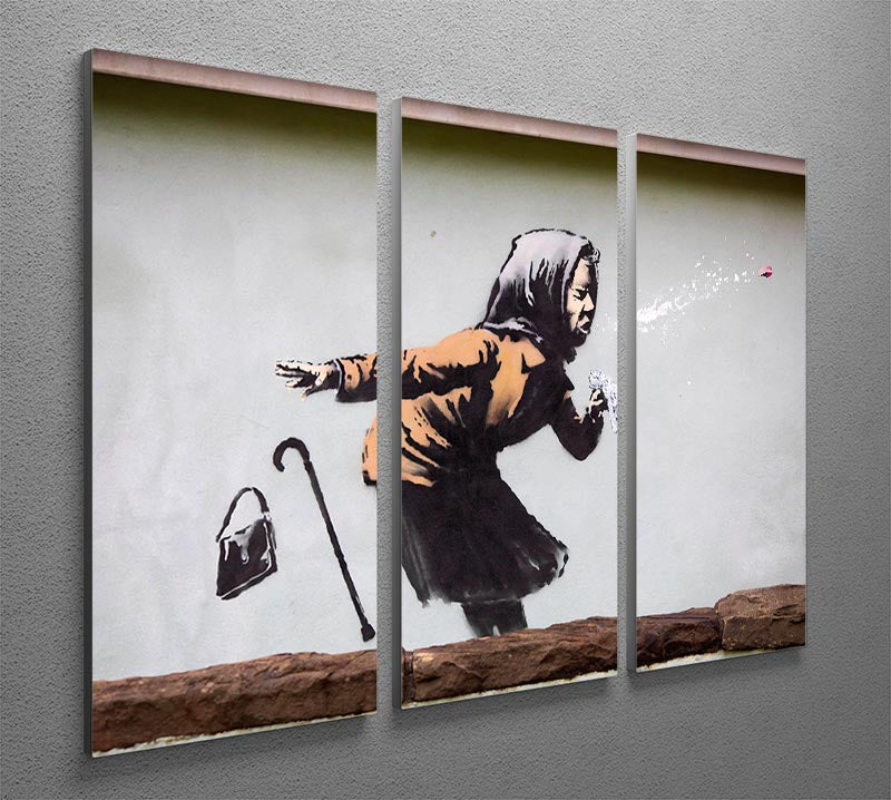 Banksy Sneezing Woman 3 Split Panel Canvas Print - Canvas Art Rocks - 2
