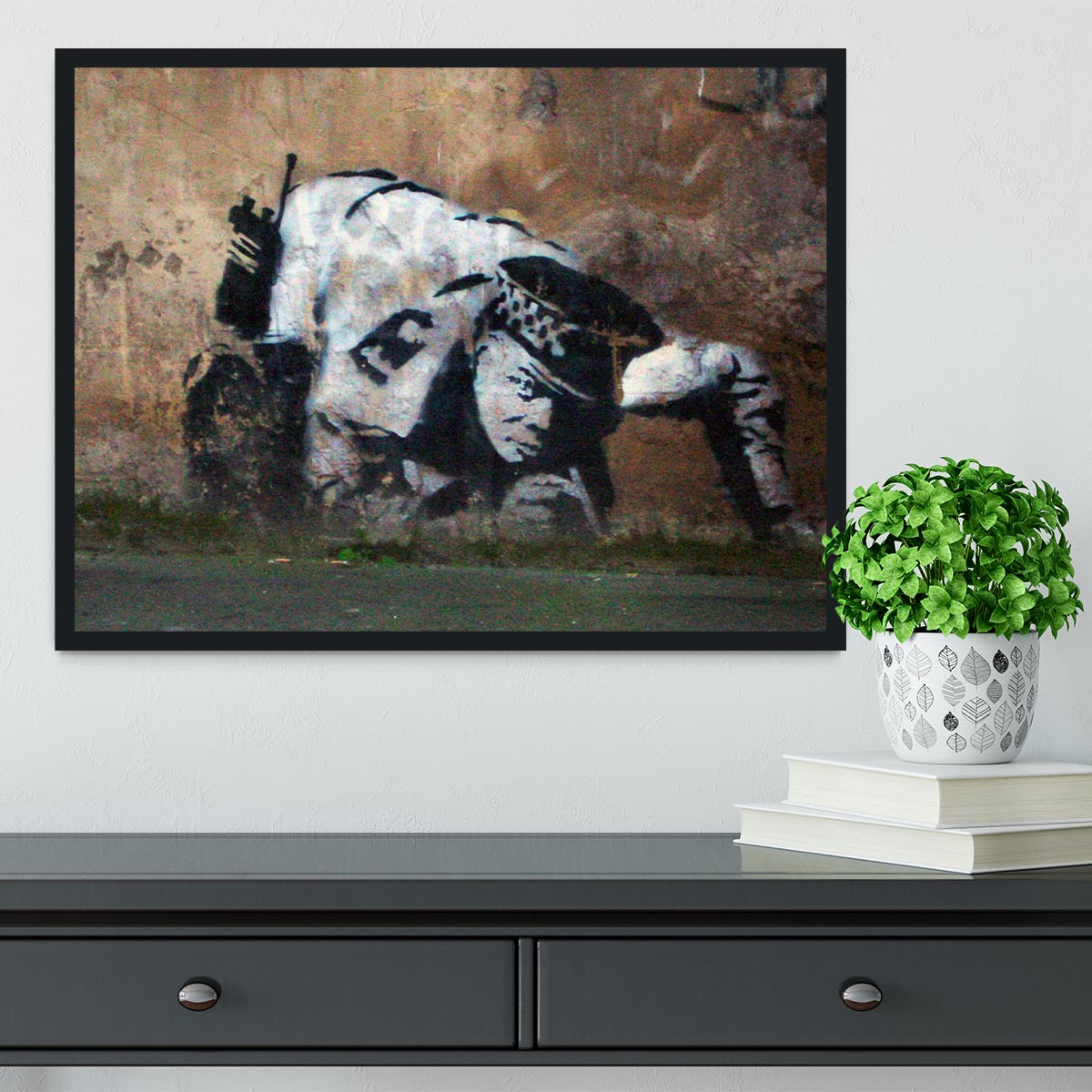 Banksy Snorting Policeman Framed Print - Canvas Art Rocks - 2