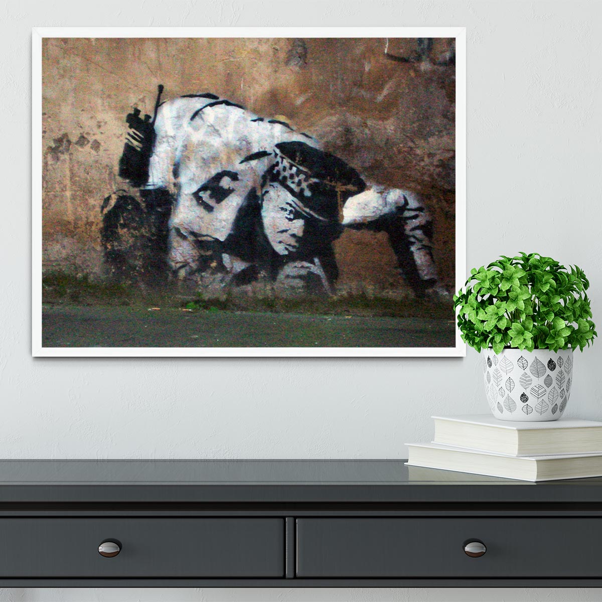 Banksy Snorting Policeman Framed Print - Canvas Art Rocks -6