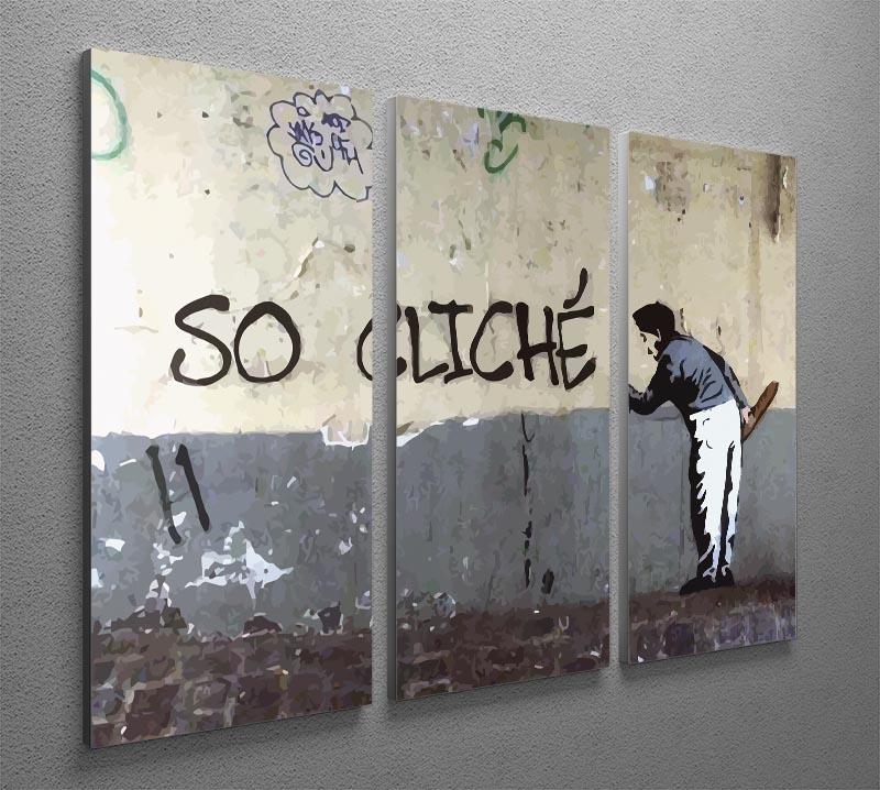 Banksy So Cliche 3 Split Panel Canvas Print - Canvas Art Rocks - 2