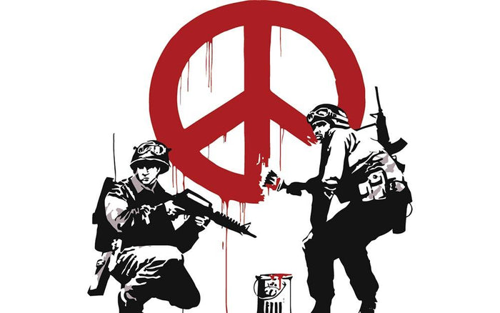 Banksy Soldiers Painting CND Sign Wall Mural Wallpaper