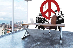 Banksy Soldiers Painting CND Sign Wall Mural Wallpaper - Canvas Art Rocks - 3