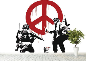 Banksy Soldiers Painting CND Sign Wall Mural Wallpaper - Canvas Art Rocks - 4