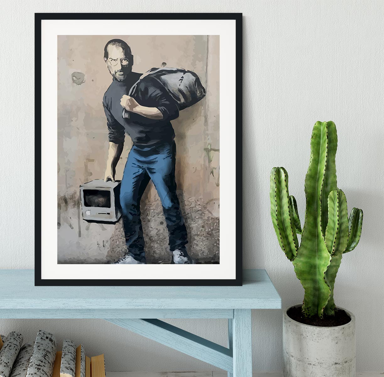 Banksy Steve Jobs Framed Print - Canvas Art Rocks - 1