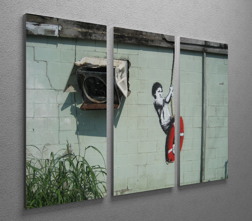 Banksy Swing Boy 3 Split Panel Canvas Print - Canvas Art Rocks