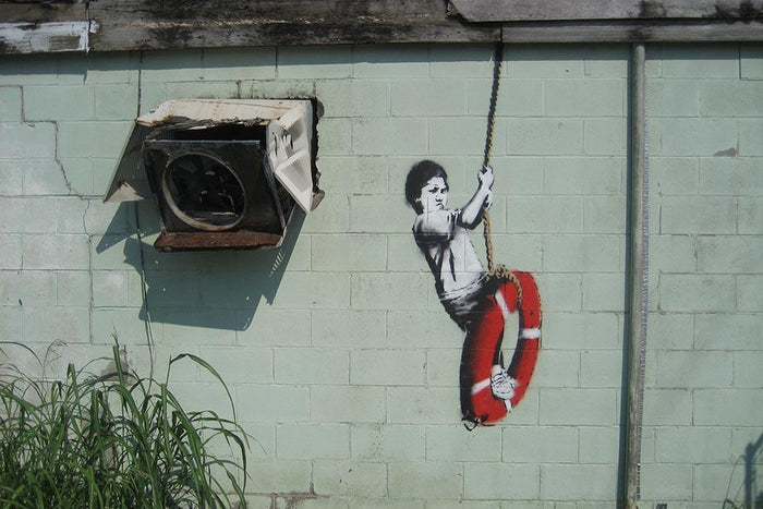 Banksy Swing Boy Wall Mural Wallpaper