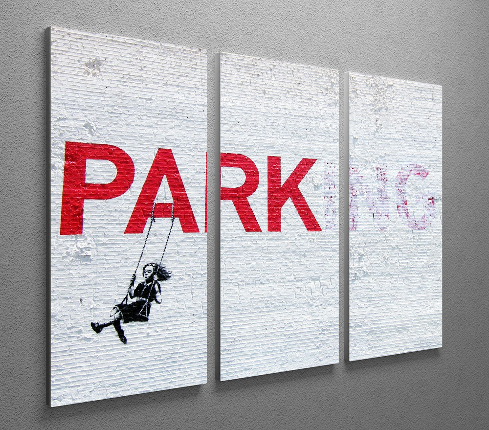 Banksy Swing Girl 3 Split Panel Canvas Print - Canvas Art Rocks