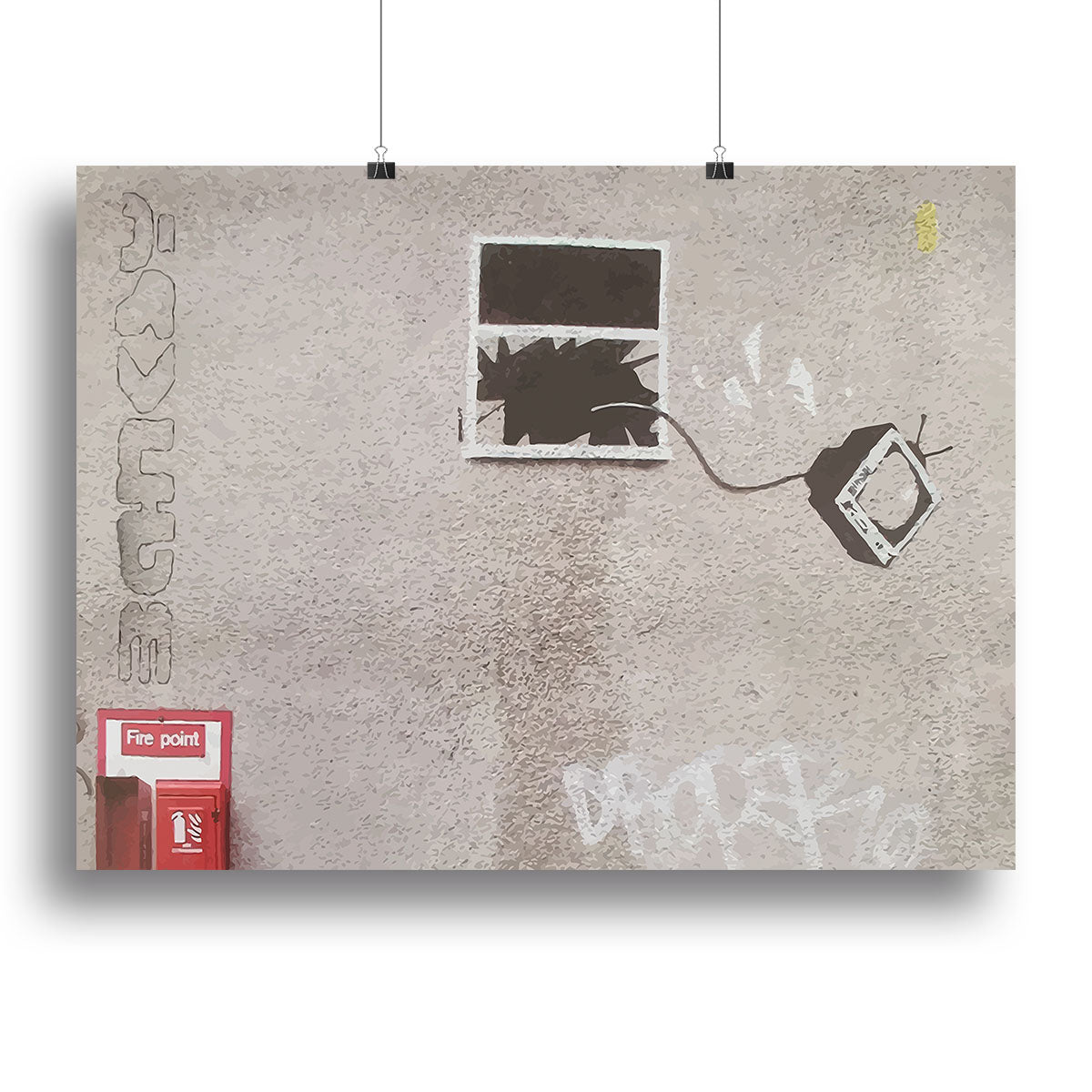 Banksy TV Through Window Canvas Print or Poster - Canvas Art Rocks - 2