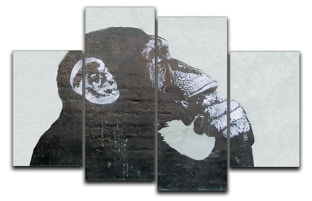 Banksy The Thinker Monkey 4 Split Panel Canvas  - Canvas Art Rocks - 1