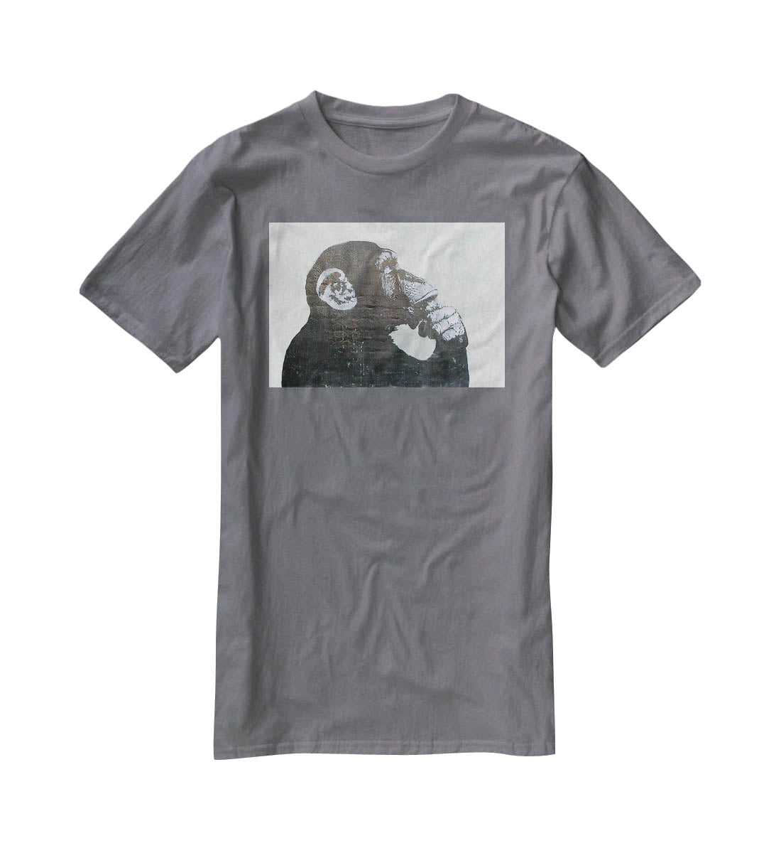 Banksy The Thinker Monkey T-Shirt - Canvas Art Rocks - 3