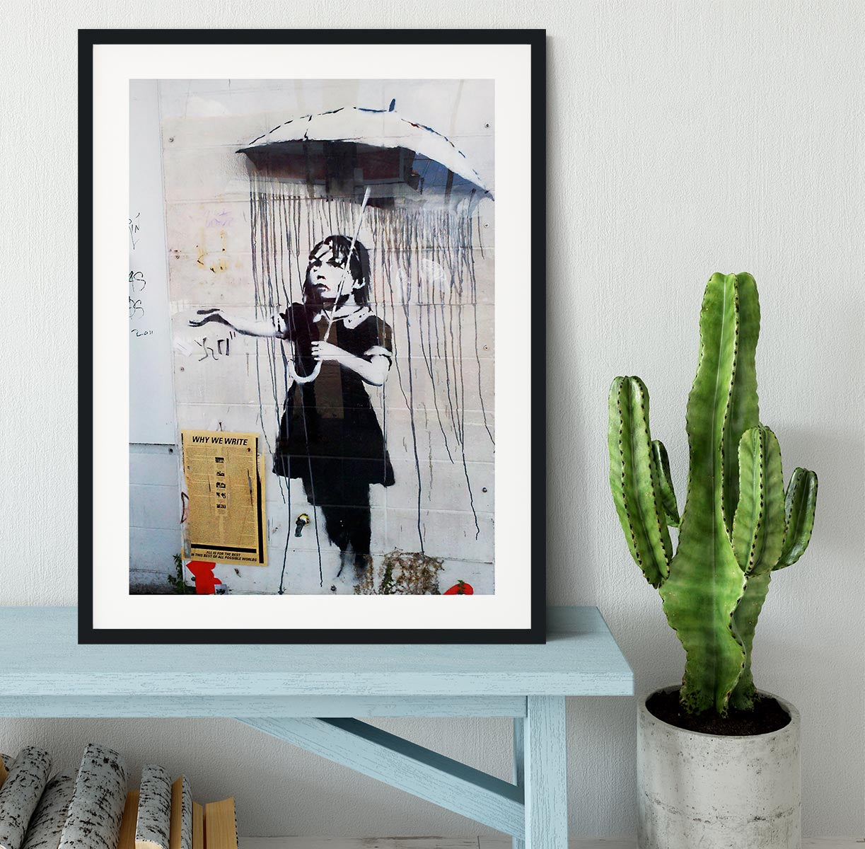 Banksy Umbrella Girl Framed Print - Canvas Art Rocks - 1