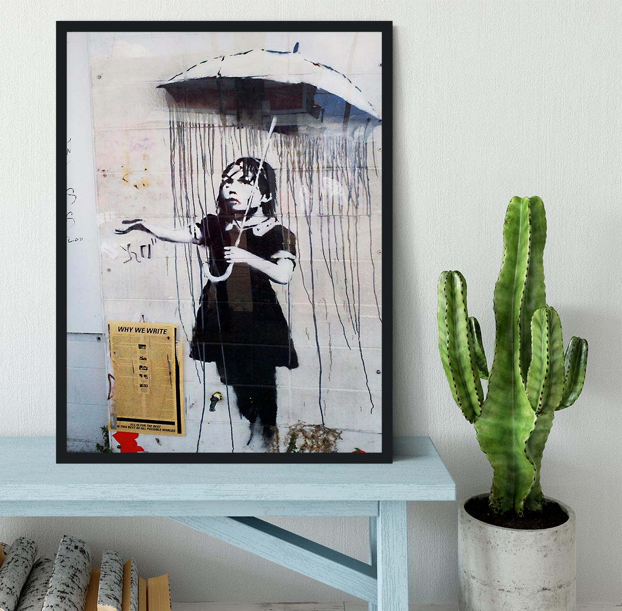 Banksy Umbrella Girl Framed Print - Canvas Art Rocks - 2