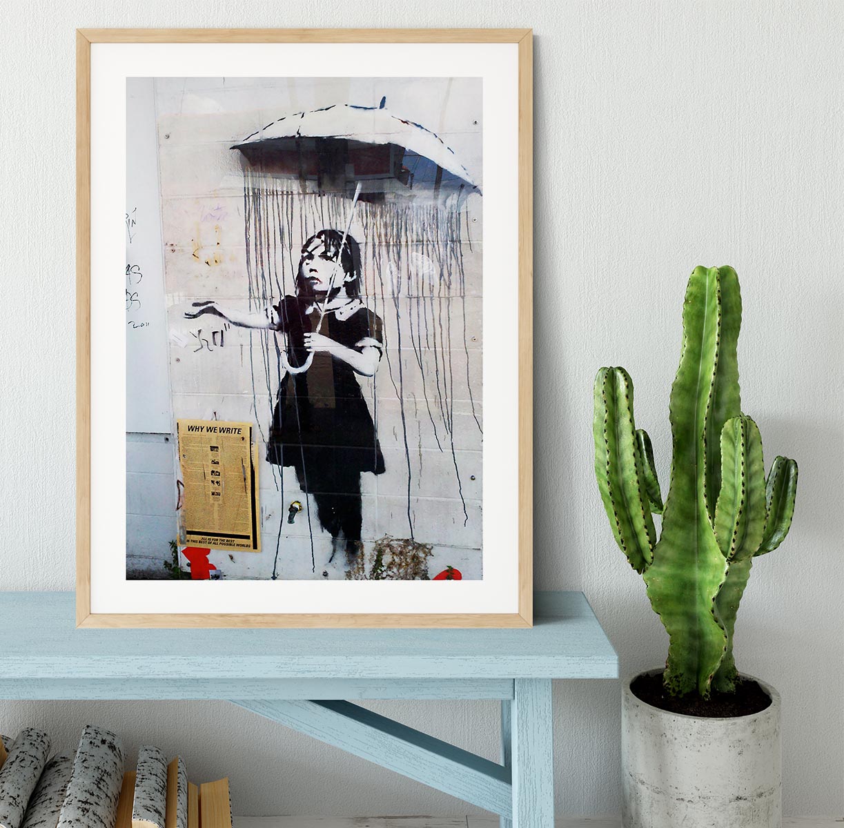 Banksy Umbrella Girl Framed Print - Canvas Art Rocks - 3