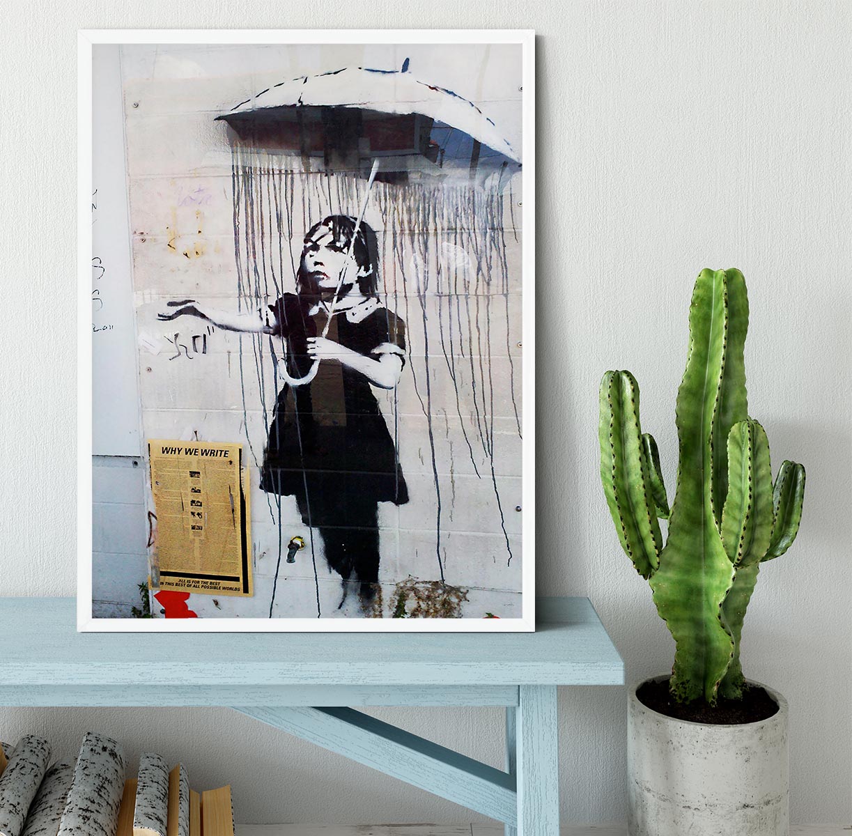 Banksy Umbrella Girl Framed Print - Canvas Art Rocks -6