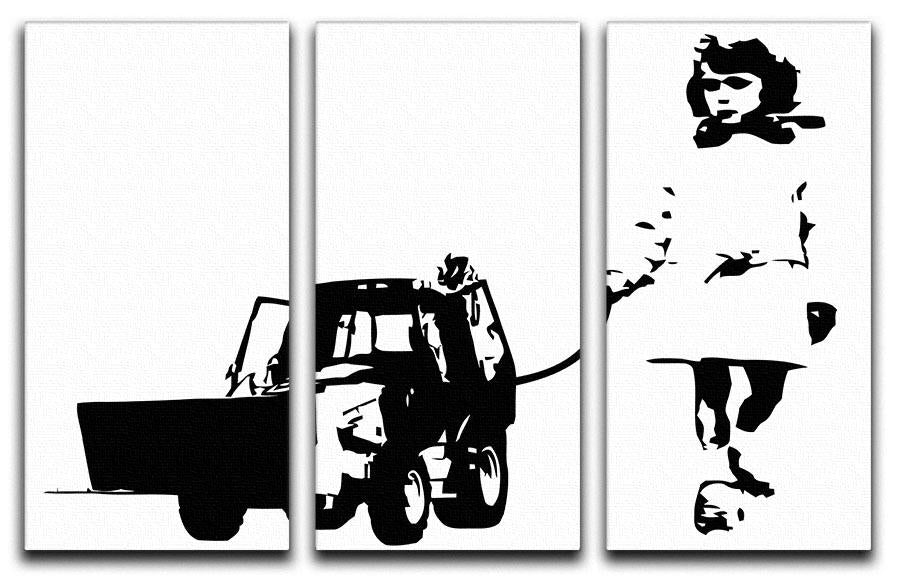Banksy Walking The Cat 3 Split Panel Canvas Print - Canvas Art Rocks - 4