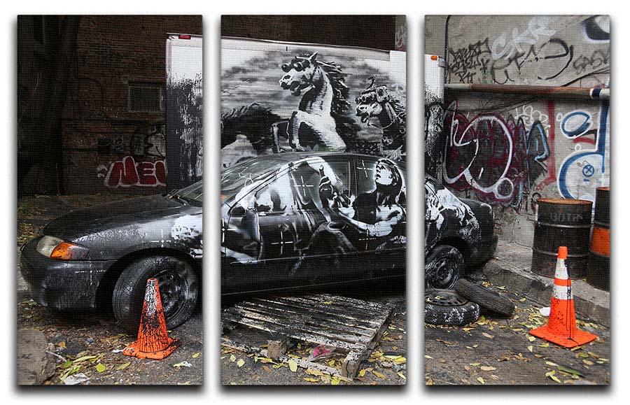Banksy War Horse 3 Split Panel Canvas Print - Canvas Art Rocks - 1