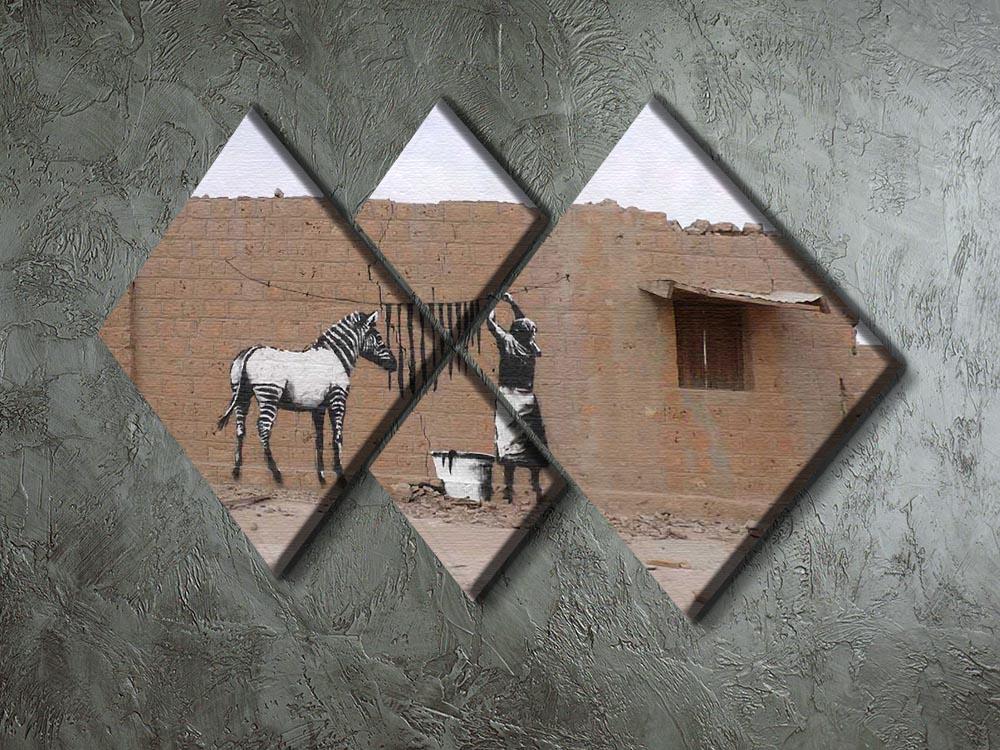 Banksy Washing Zebra Stripes 4 Square Multi Panel Canvas - Canvas Art Rocks - 2