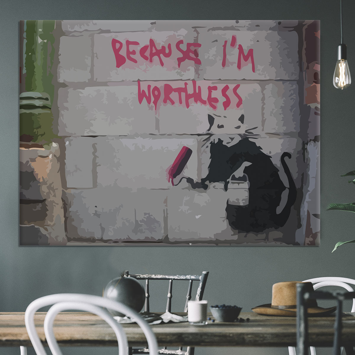 Banksy Worthless Rat Canvas Print or Poster - Canvas Art Rocks - 3