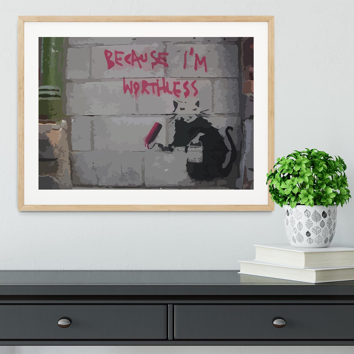 Banksy Worthless Rat Framed Print - Canvas Art Rocks - 3