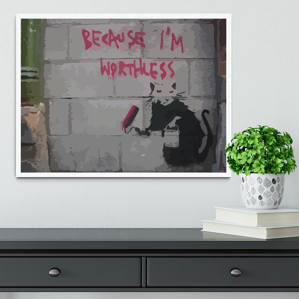 Banksy Worthless Rat Framed Print - Canvas Art Rocks -6