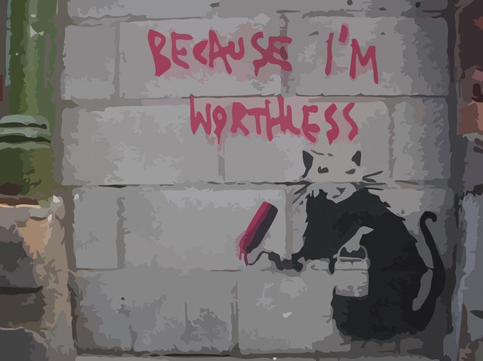 Banksy Worthless Rat Wall Mural Wallpaper