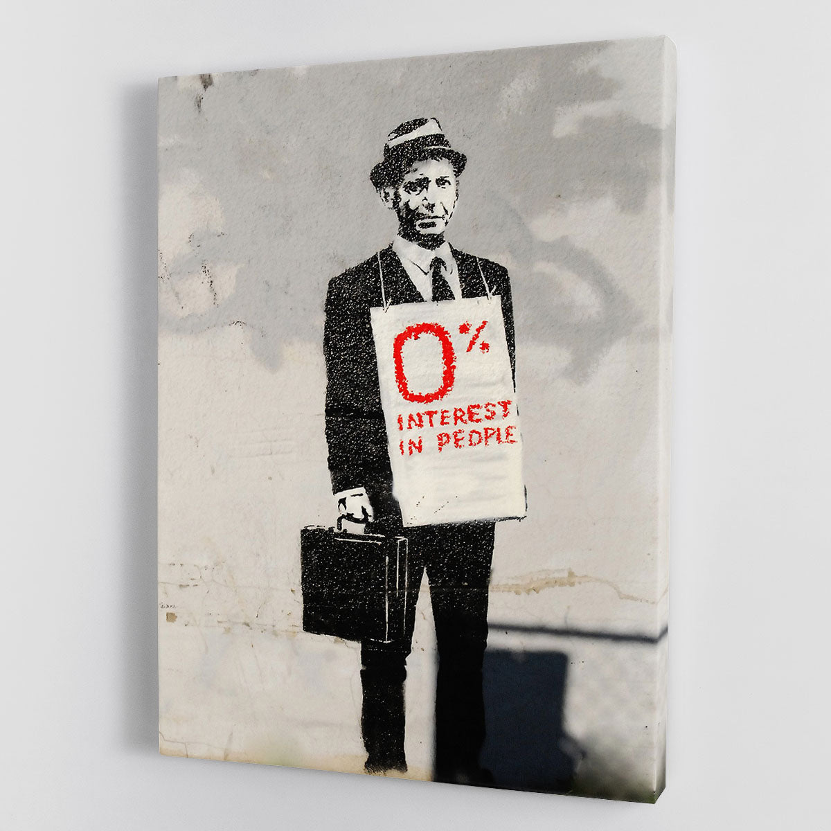 Banksy Zero Per Cent Interest in People Canvas Print or Poster - Canvas Art Rocks - 1