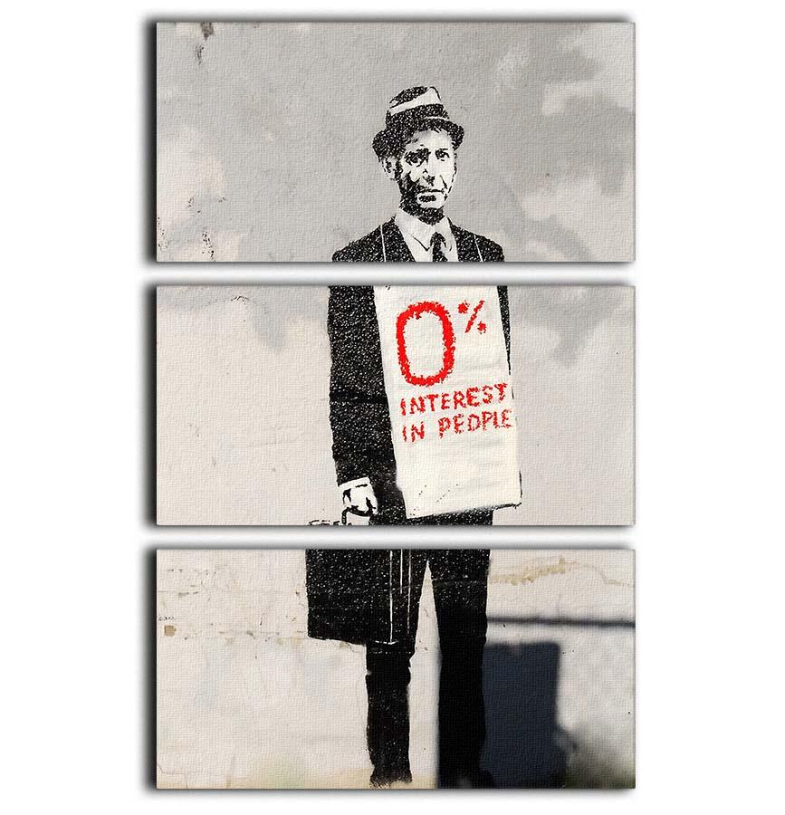 Banksy Zero Per Cent Interest in People 3 Split Panel Canvas Print - Canvas Art Rocks - 1