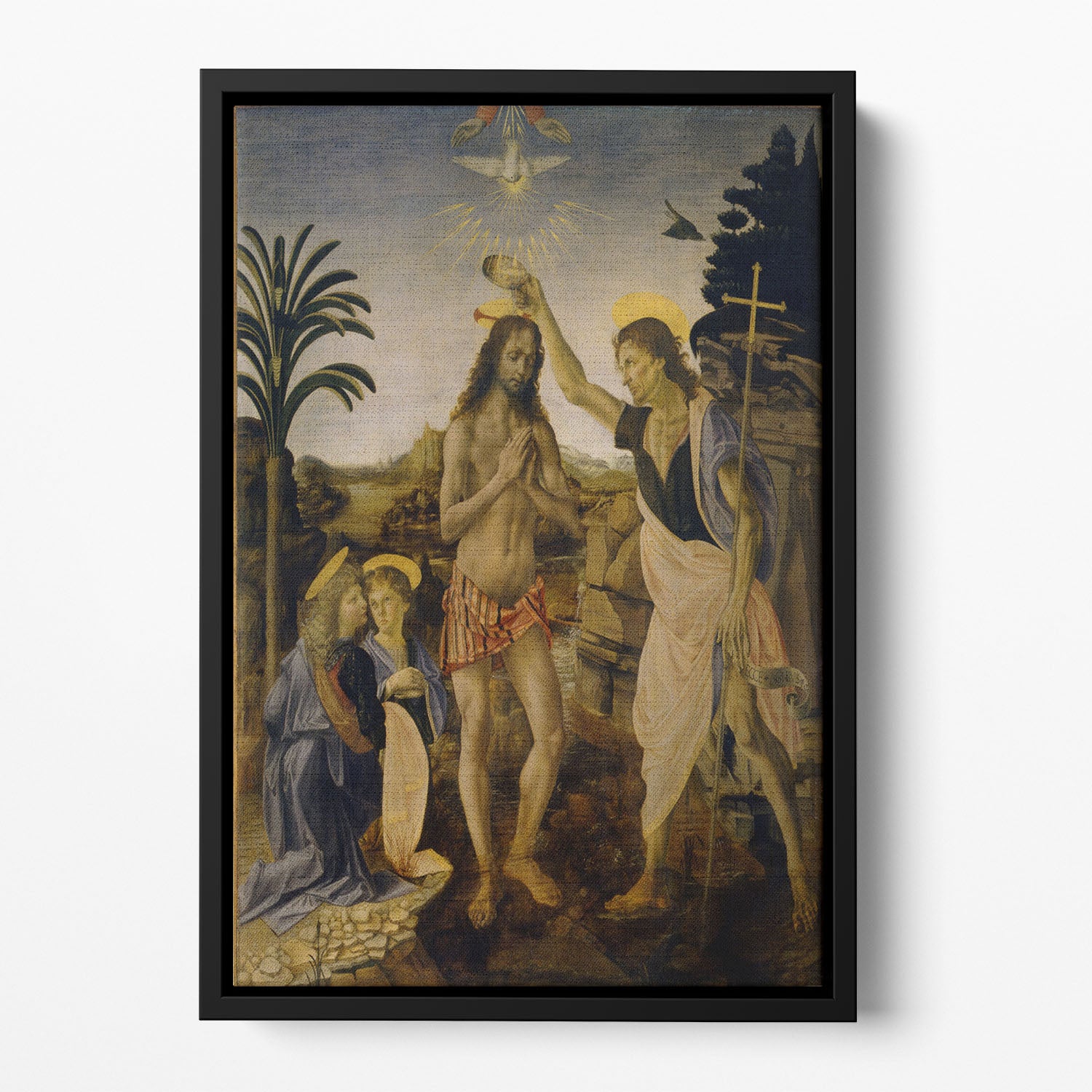Baptism Of Christ by Da Vinci Floating Framed Canvas