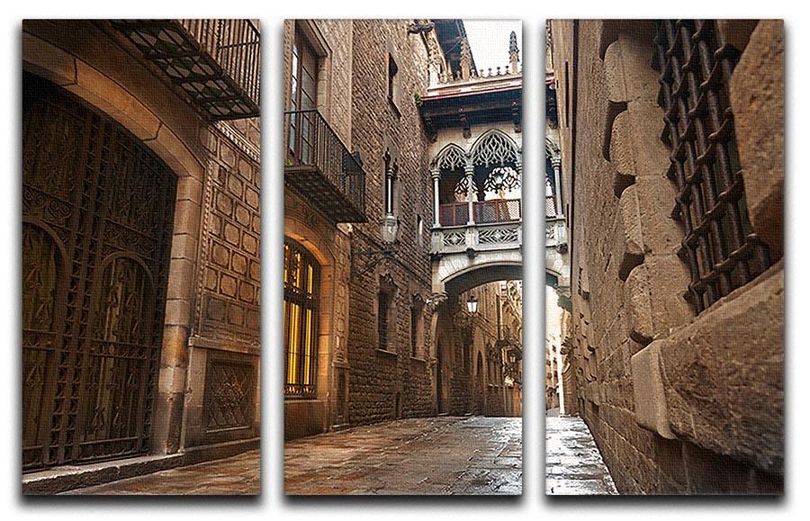 Barcelona Gothic quarter Carrer del Bisbe 3 Split Panel Canvas Print - Canvas Art Rocks - 1