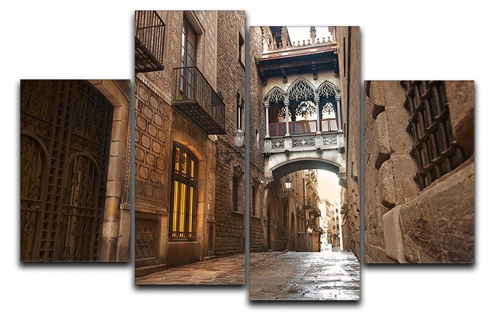 Barcelona Gothic quarter Carrer del Bisbe 4 Split Panel Canvas  - Canvas Art Rocks - 1