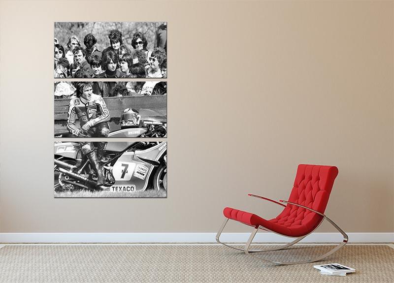 Barry Sheene motorcycle racer 3 Split Panel Canvas Print - Canvas Art Rocks - 2