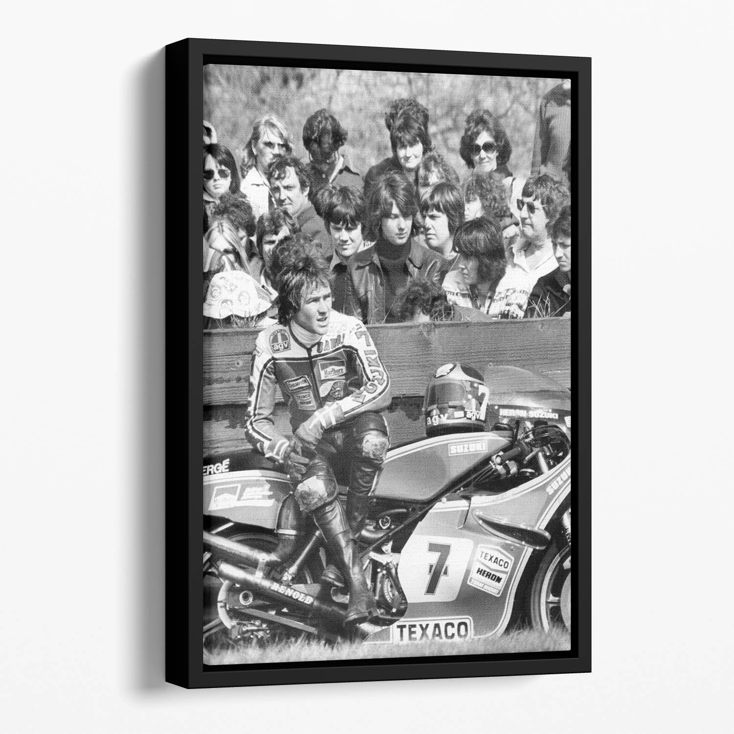 Barry Sheene motorcycle racer Floating Framed Canvas