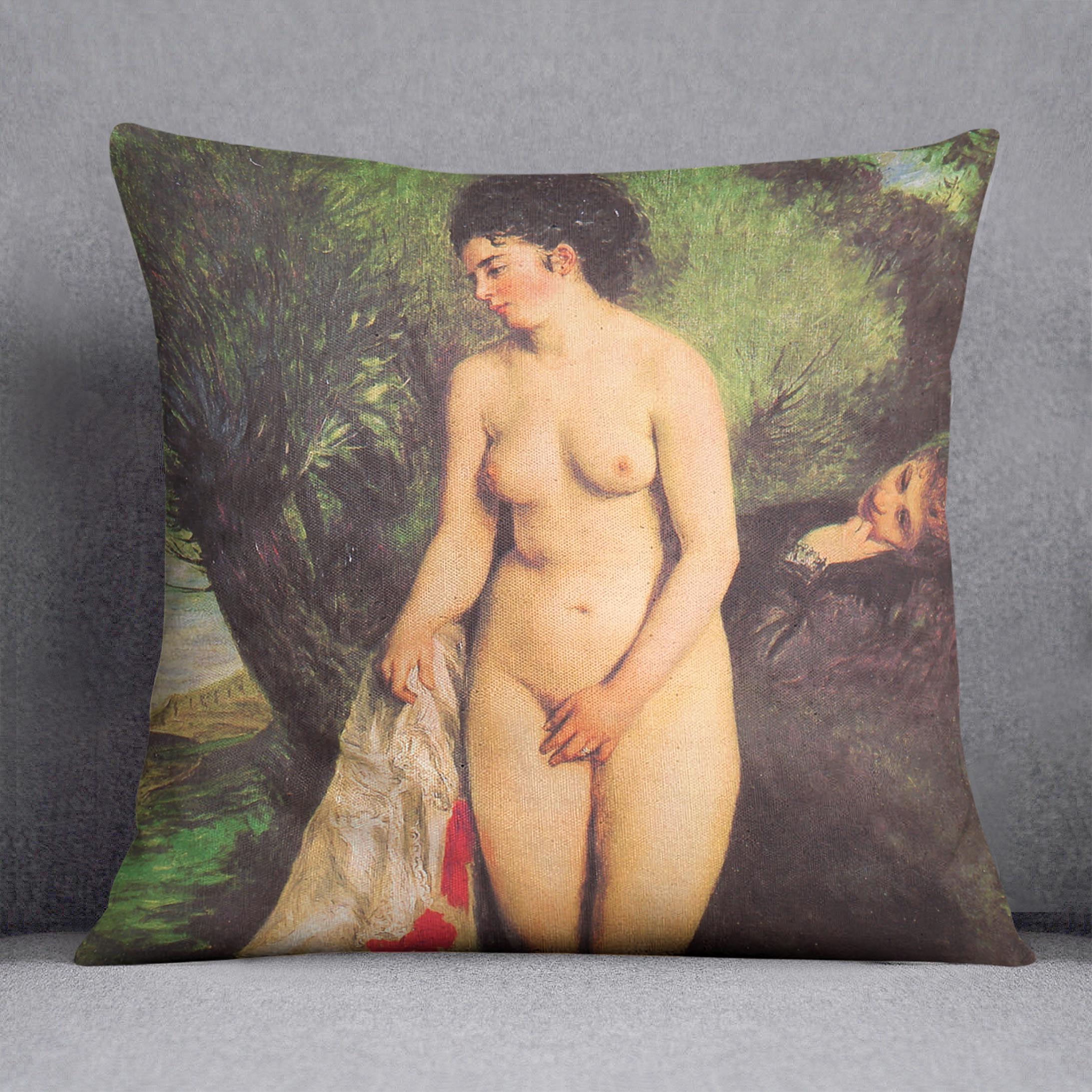 Bather with a Terrier by Renoir Cushion