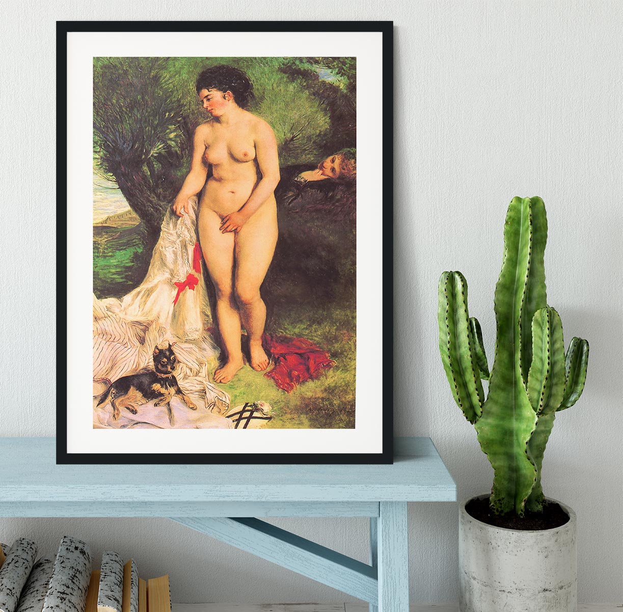 Bather with a Terrier by Renoir Framed Print - Canvas Art Rocks - 1