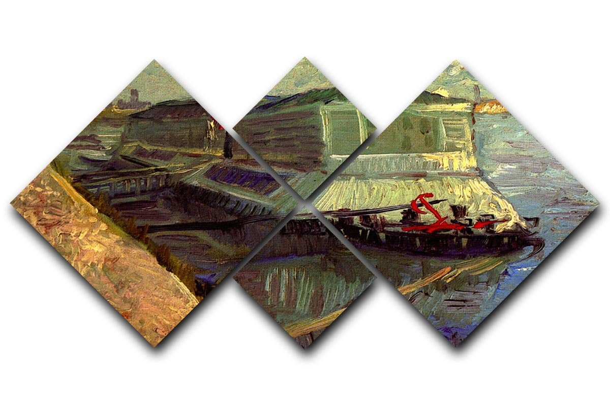 Bathing Float on the Seine at Asniere by Van Gogh 4 Square Multi Panel Canvas  - Canvas Art Rocks - 1